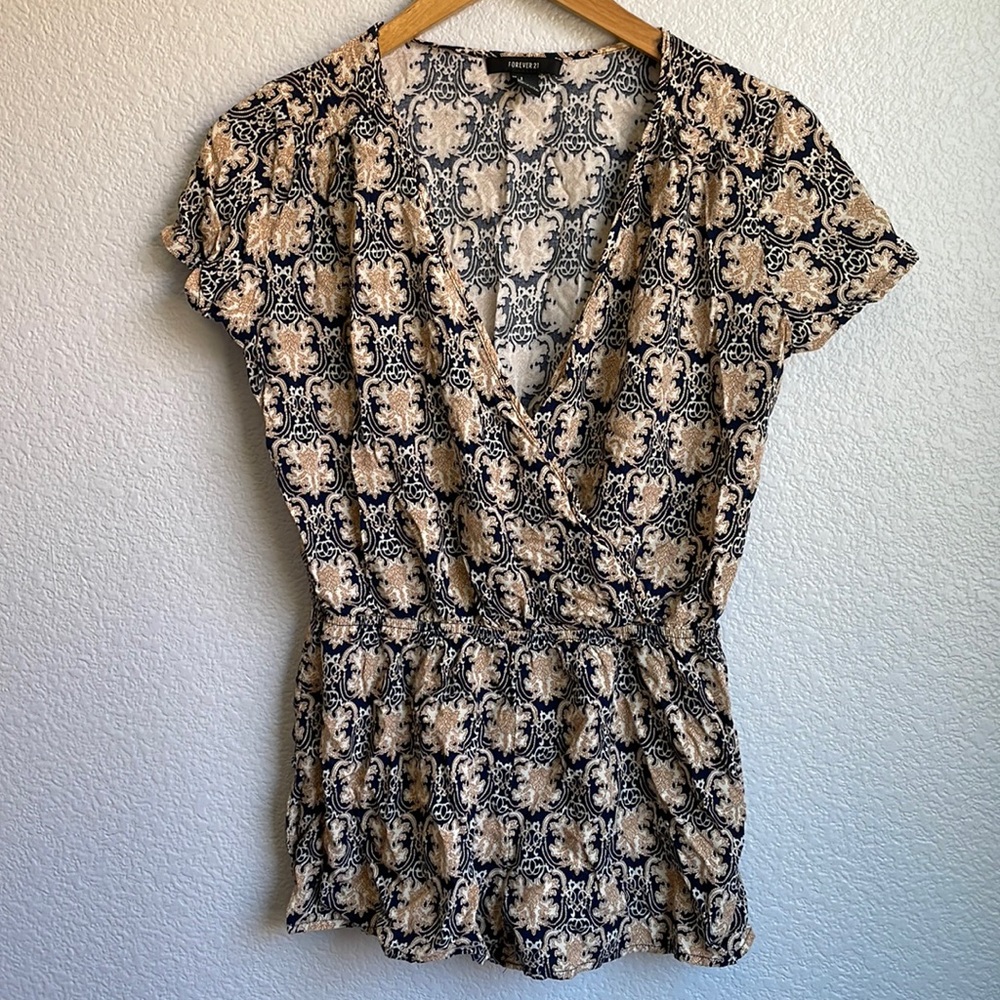 Forever 21 blue and brown romper